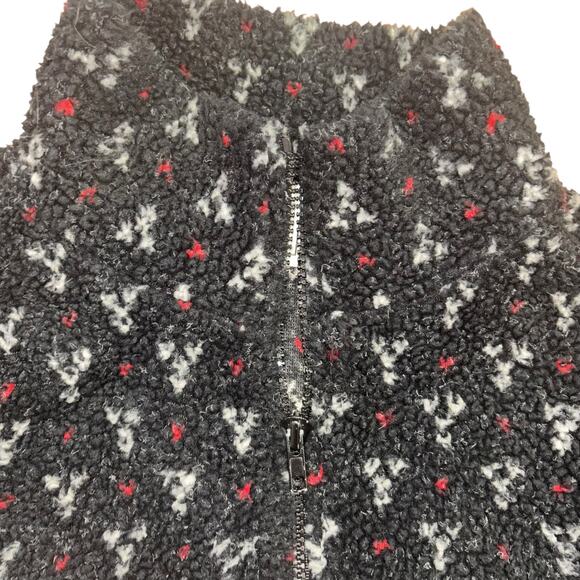 Vtg 90’s Black Holiday Reindeer Christmas Fleece Jacket Women’s M Cozy Cottage - Picture 6 of 11